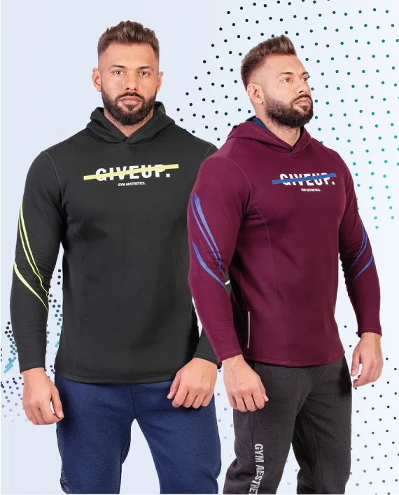 Schutz Abnehmbare Kapuzenmaske T Shirt für Herren in Burgund | Gym Aesthetics