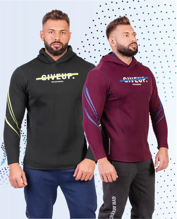 Protection Detachable Mask Hooded T Shirt for Men in Blue | Gym Aesthetics