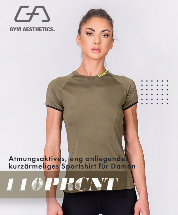 Aktivkleidung Dichte Maschen Sportshirt für Damen in Olive | Gym Aesthetics