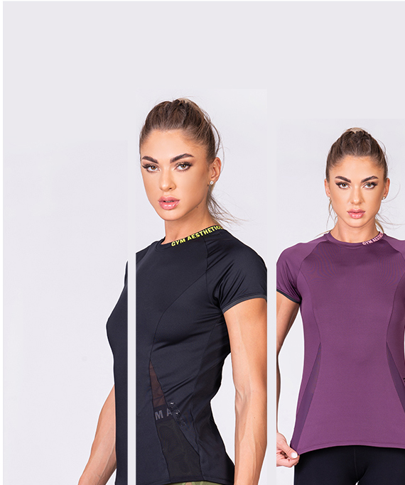 Activewear Mesh Blocking Sport Shirt for Women in Olive | Gym Aesthetics