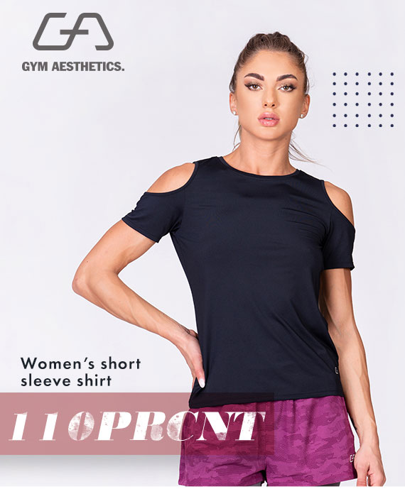Athleisure Cold shoulder Fashion T-Shirt for Women in Purple | Gym Aesthetics