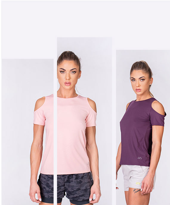 Freizeit Unaufgewärmte Schulter Fashion T-Shirt für Damen in Rosa | Gym Aesthetics