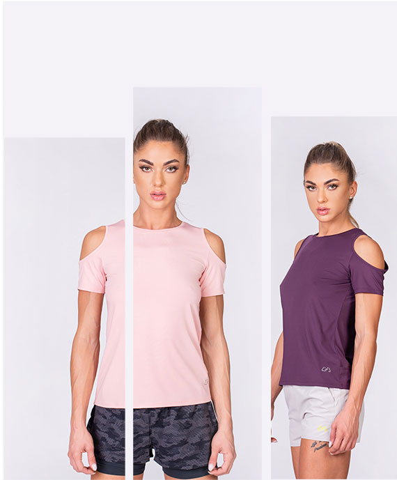Athleisure Cold shoulder Fashion T-Shirt for Women in Purple | Gym Aesthetics