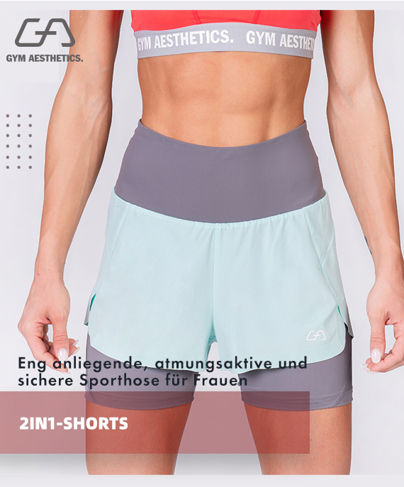 Aktivkleidung 2in1 Farbblock Laufhosen für Damen in Marine | Gym Aesthetics