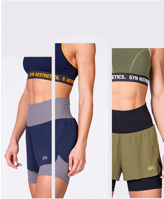 Activewear 2in1 Color Block Running Shorts for Women in Navy | Gym Aesthetics