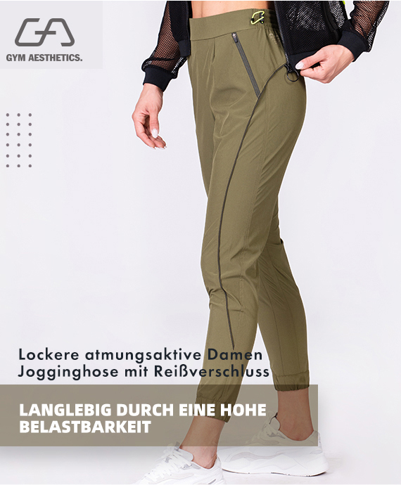 Freizeit Ergonomie Jogginghosen für Damen in Olive | Gym Aesthetics