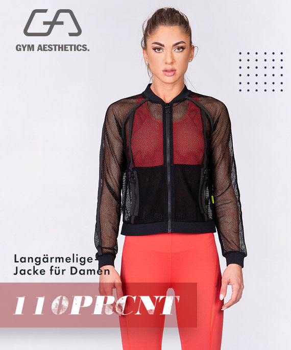 Freizeit Bodymesh Jacke für Damen in Schwarz | Gym Aesthetics