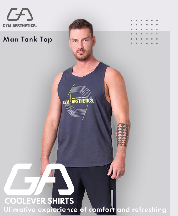 Essential Cotton Touch Gym Stringer for Men in Charcoal | Gym Aesthetics