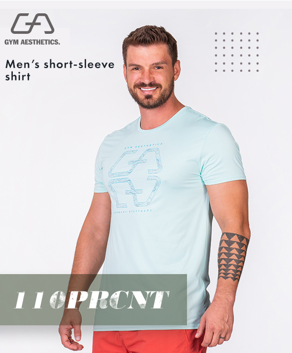 Essential Fancy Logo Loose-Fit T-Shirt for Men in Mid Blue | Gym Aesthetics