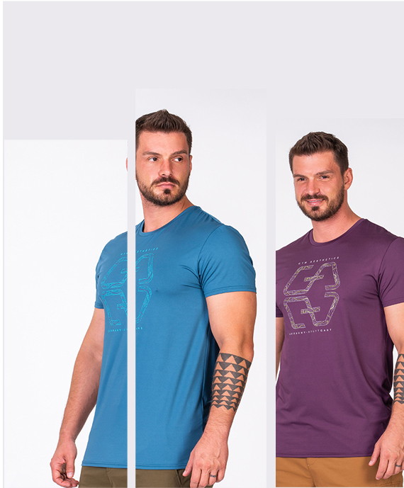 Essential Fancy Logo Loose-Fit T-Shirt for Men in Mid Blue | Gym Aesthetics