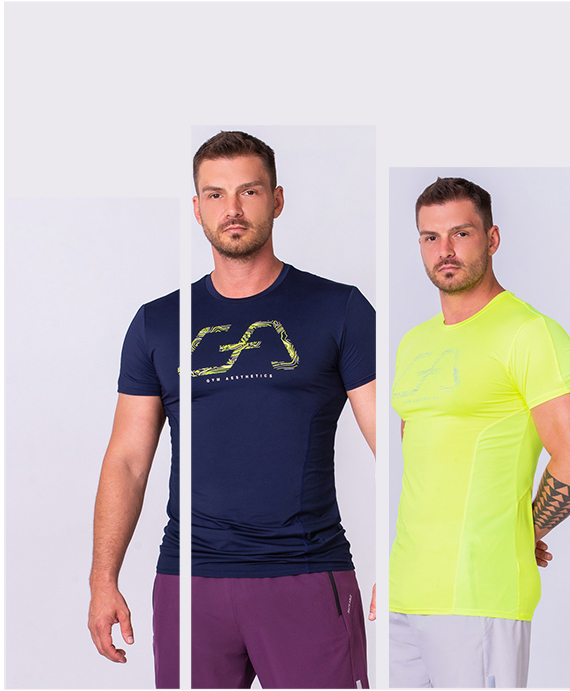Essential Mesh Blocking Tight-Fit T-Shirt for Men in Navy | Gym Aesthetics