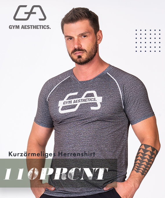 Wesentlich Printed Mesh Loose-Fit T-Shirt für Herren in Melange Holzkohle | Gym Aesthetics