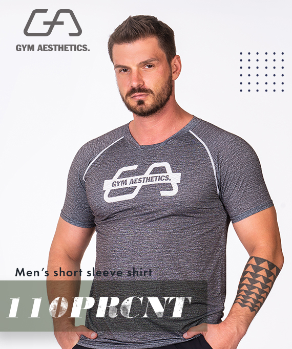 Essential Printed Mesh Loose-Fit T-Shirt for Men in Melange Blue | Gym Aesthetics