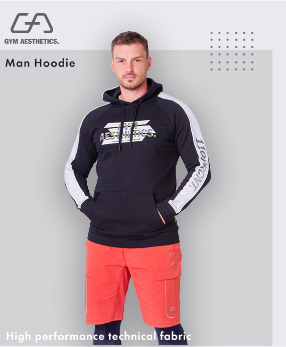 Function Color Blocking Hoodie for Men in Black | Gym Aesthetics