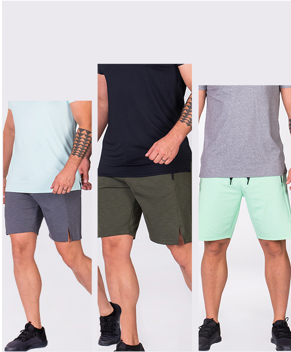 Essential Techno 9 inch Shorts for Men in Melange Grey | Gym Aesthetics