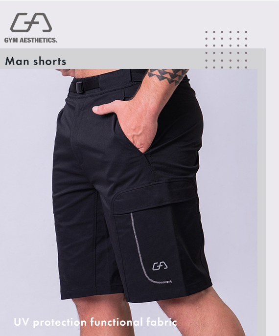 Function Cargo 9 inch Shorts for Men in Khaki | Gym Aesthetics