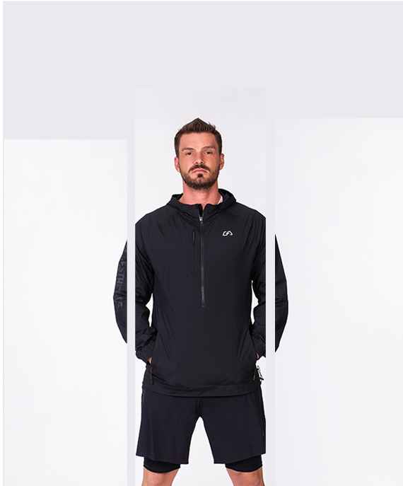 Funktional Wasserfest Jacke für Herren in Schwarz | Gym Aesthetics