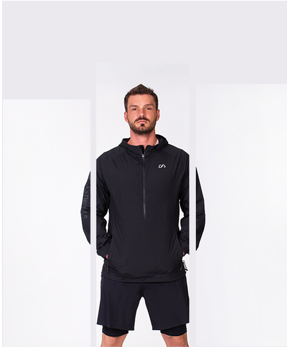 Functional Water Resistant Jacket for Men in Black | Gym Aesthetics