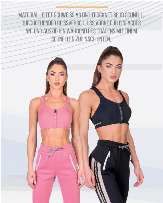 Training Reißverschluss Sport BH für Damen in Grau | Gym Aesthetics