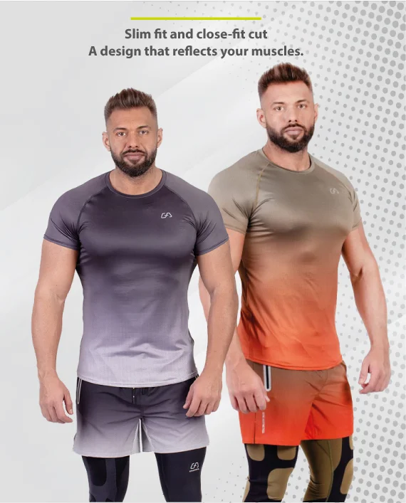 Essential gradient crew neck Sport Shirt for Men in Black | Gym Aesthetics