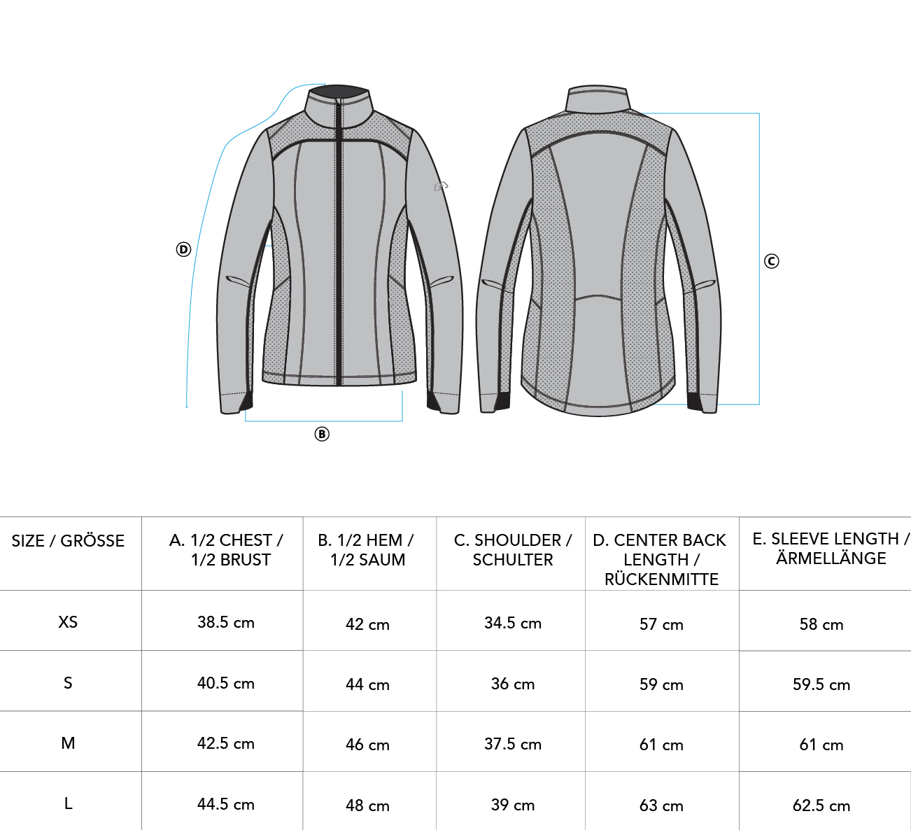 Fitted Training Jacket for Women - size chart | Gym Aesthetics