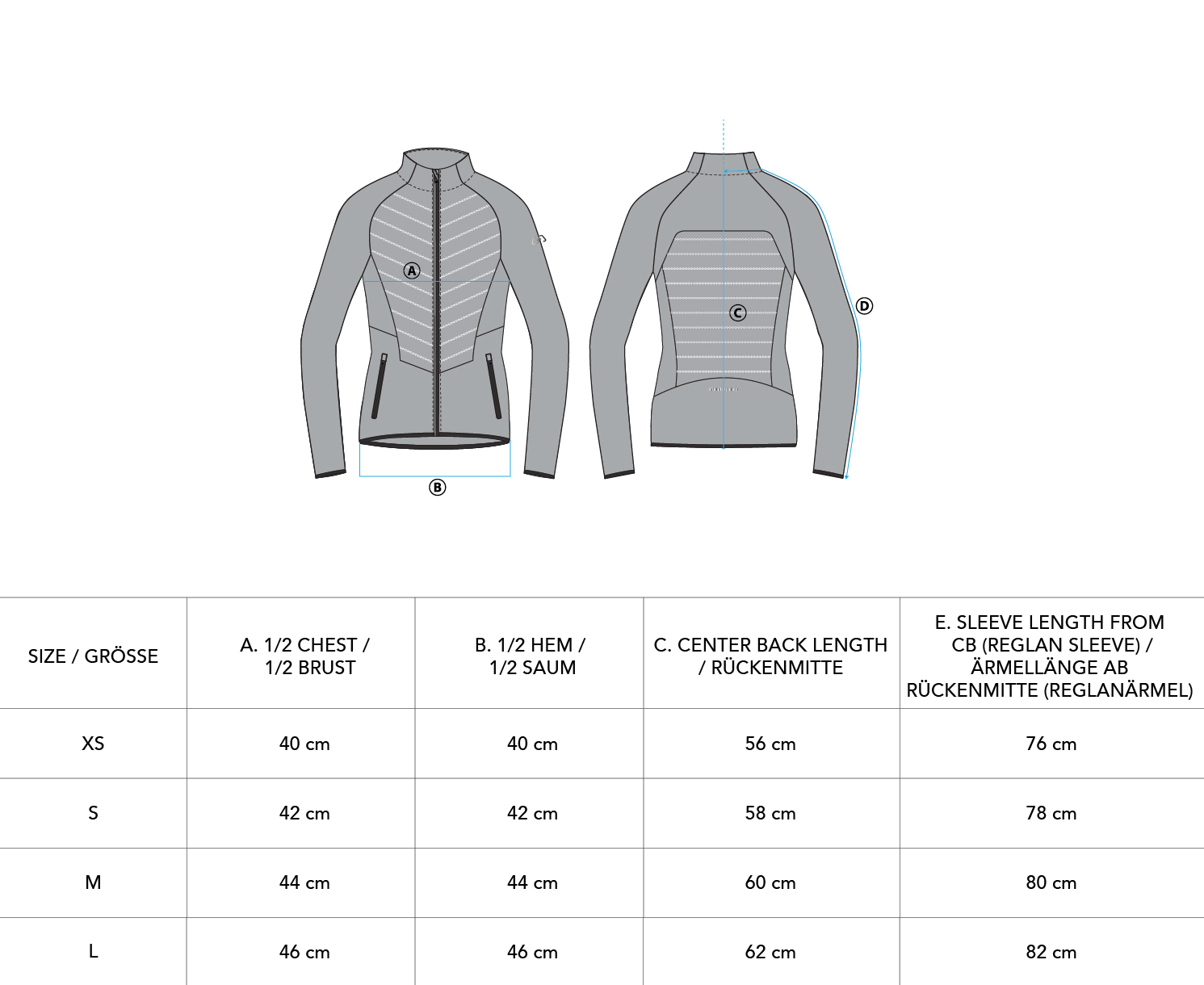Ultrasonic 2.0 React Jacket for Women - size chart | Gym Aesthetics