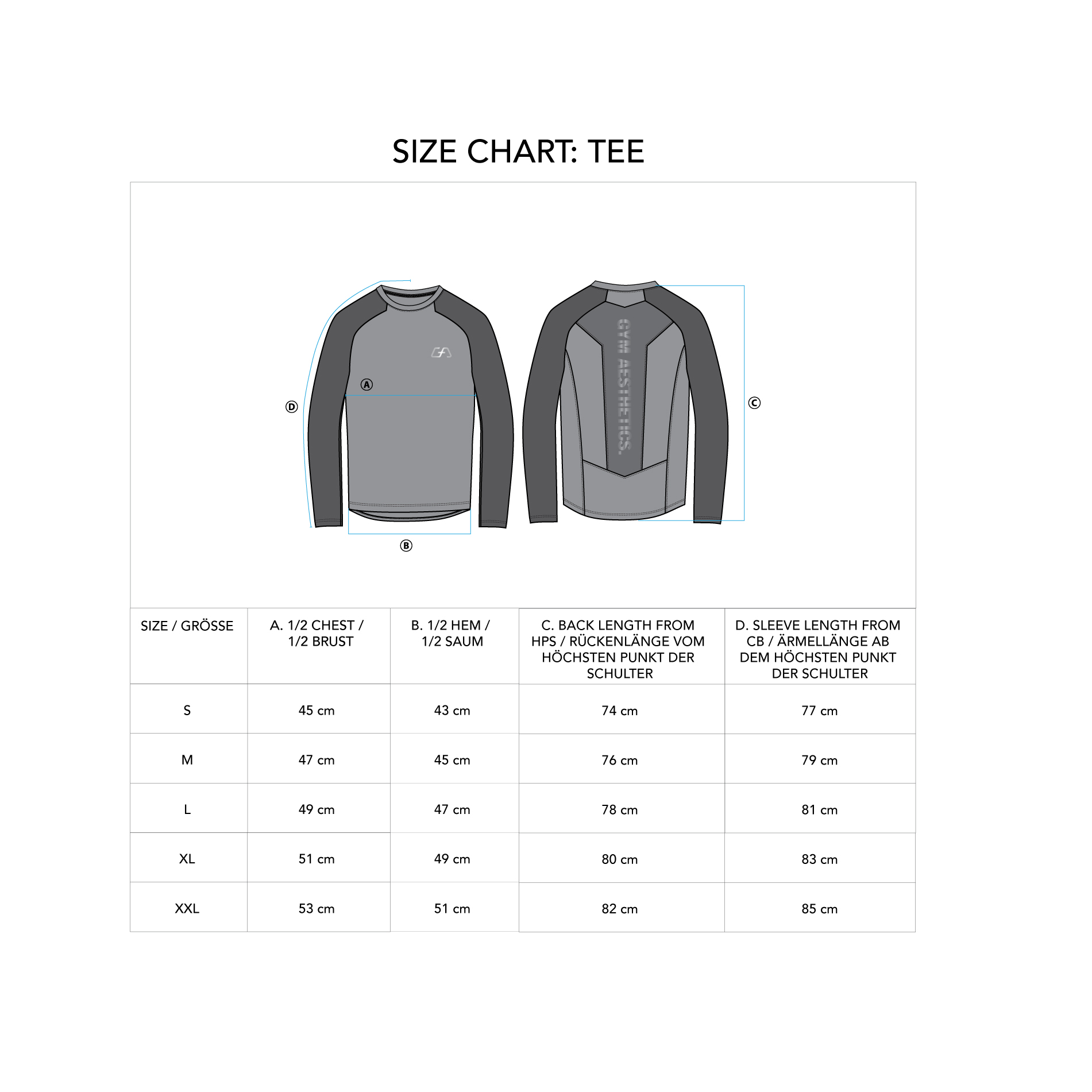 Training Tight-Fit T-Shirt for Men - size chart