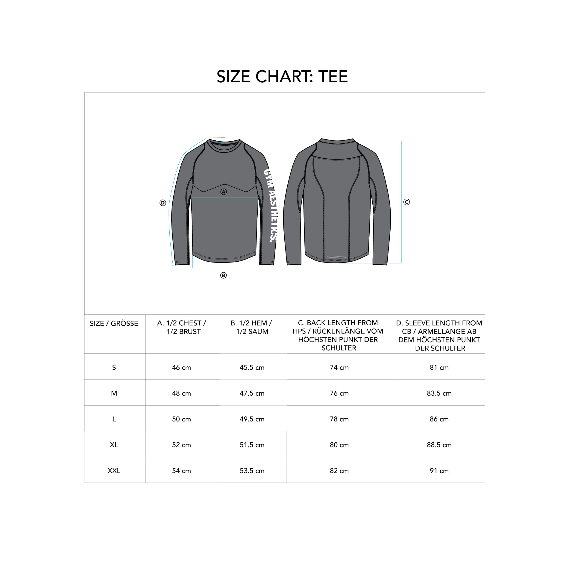 Performance Tight-Fit T-Shirt for Men - size chart