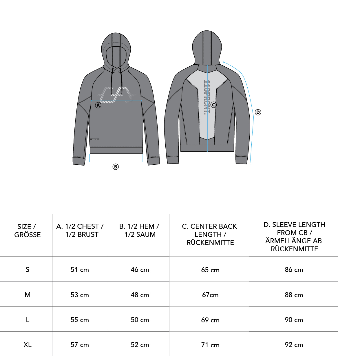 OutRun Hoodie for Men - size chart | Gym Aesthetics