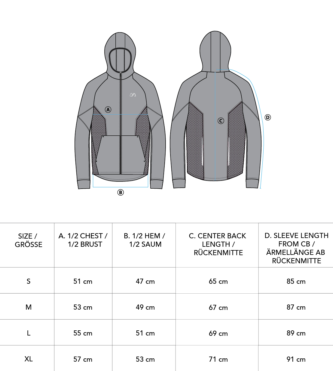 OutRun active Jacket for Men - size chart | Gym Aesthetics