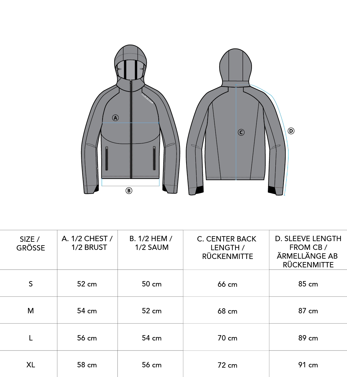 OutRun Functional Jacket for Men - size chart | Gym Aesthetics