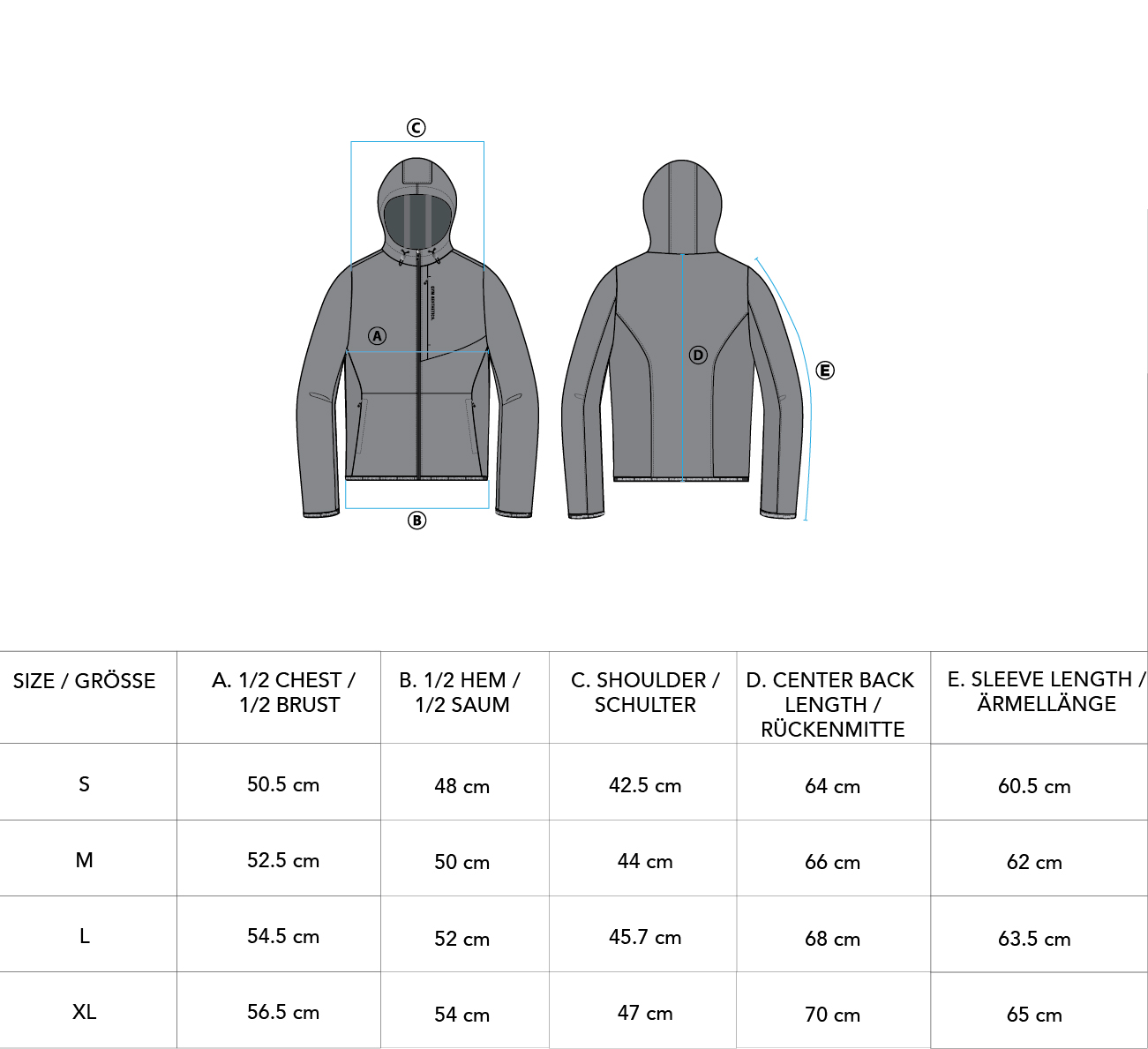OutRun Multi-Functional Jacket for Men - size chart | Gym Aesthetics