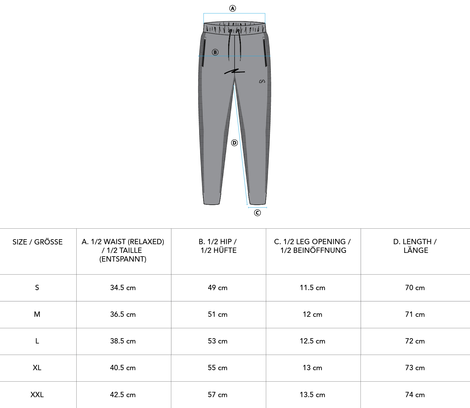 Active Relax Sweatpants for Men - size chart | Gym Aesthetics