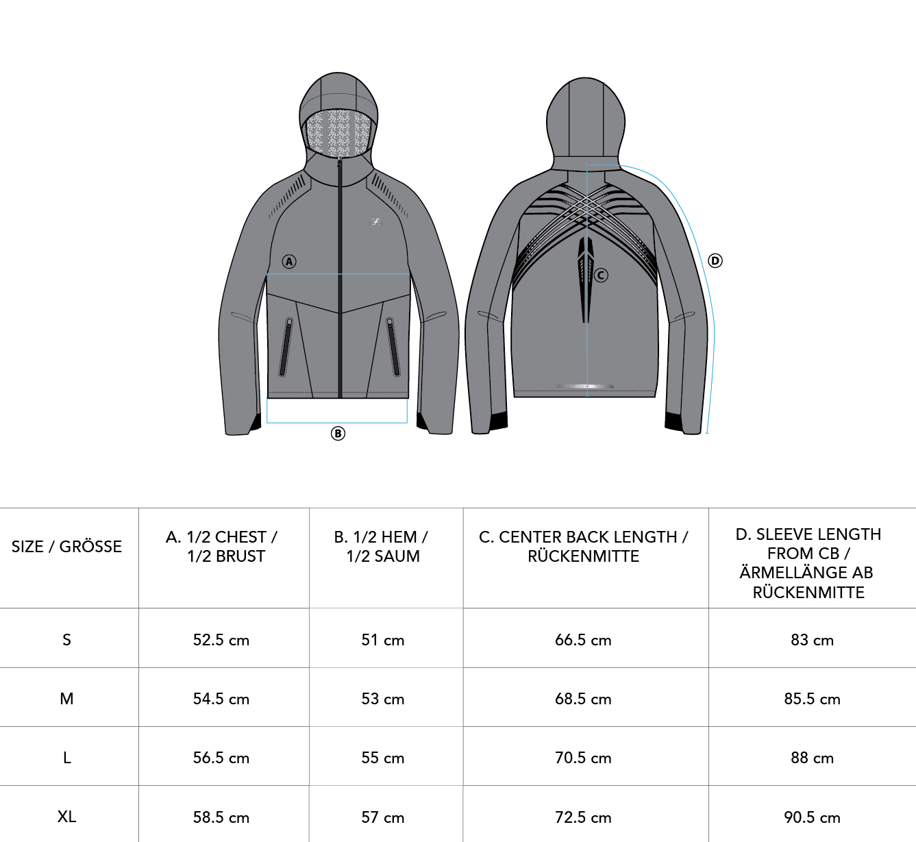 OutRun Rain Jacket for Men - size chart | Gym Aesthetics