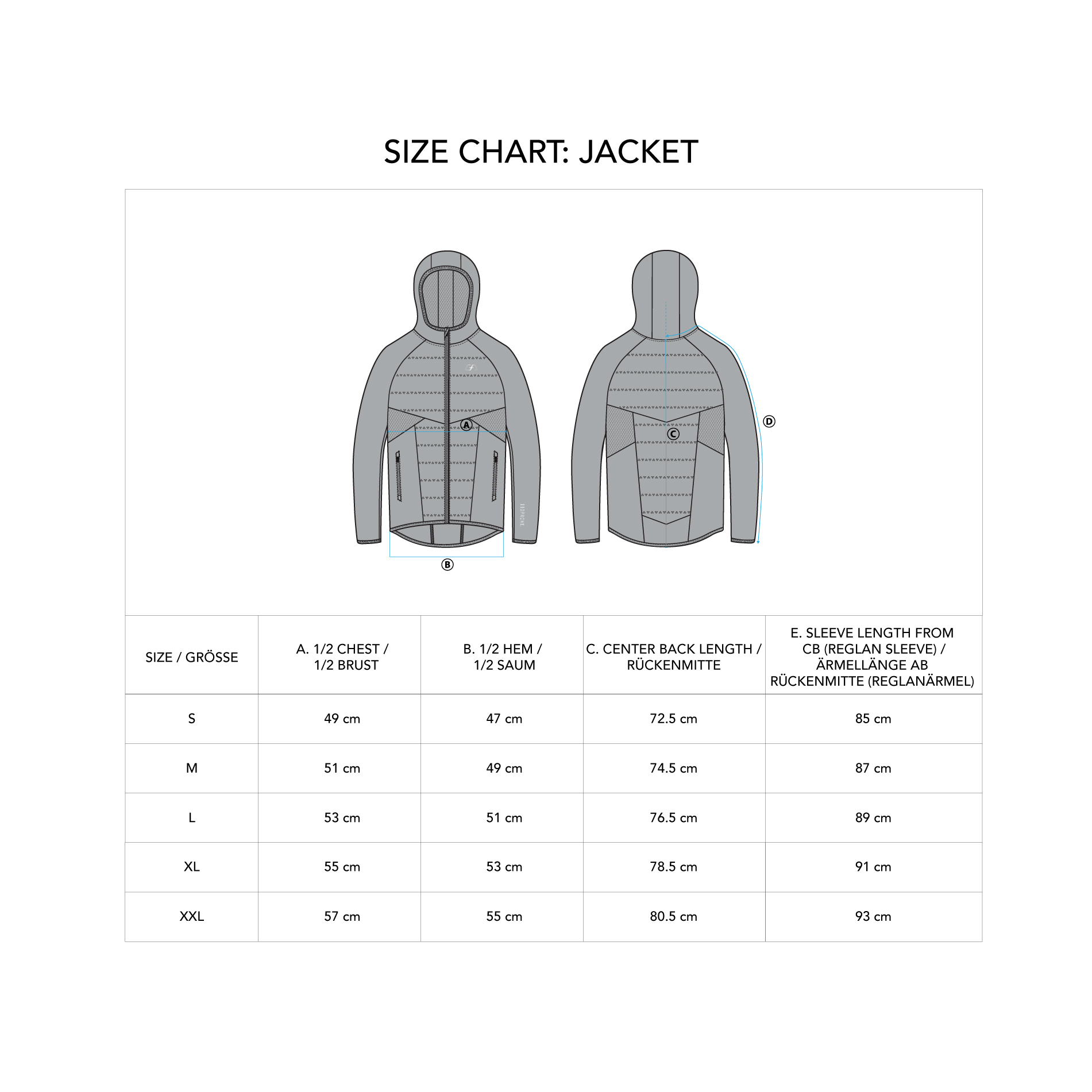 Ultrasonic 2.0 Training Jacket for Men - size chart