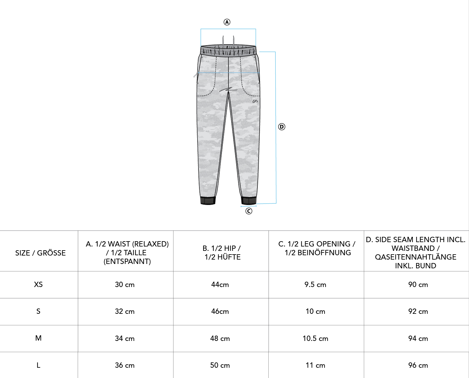 Basic Performance Ladies Jogger Pants - size chart | Gym Aesthetics