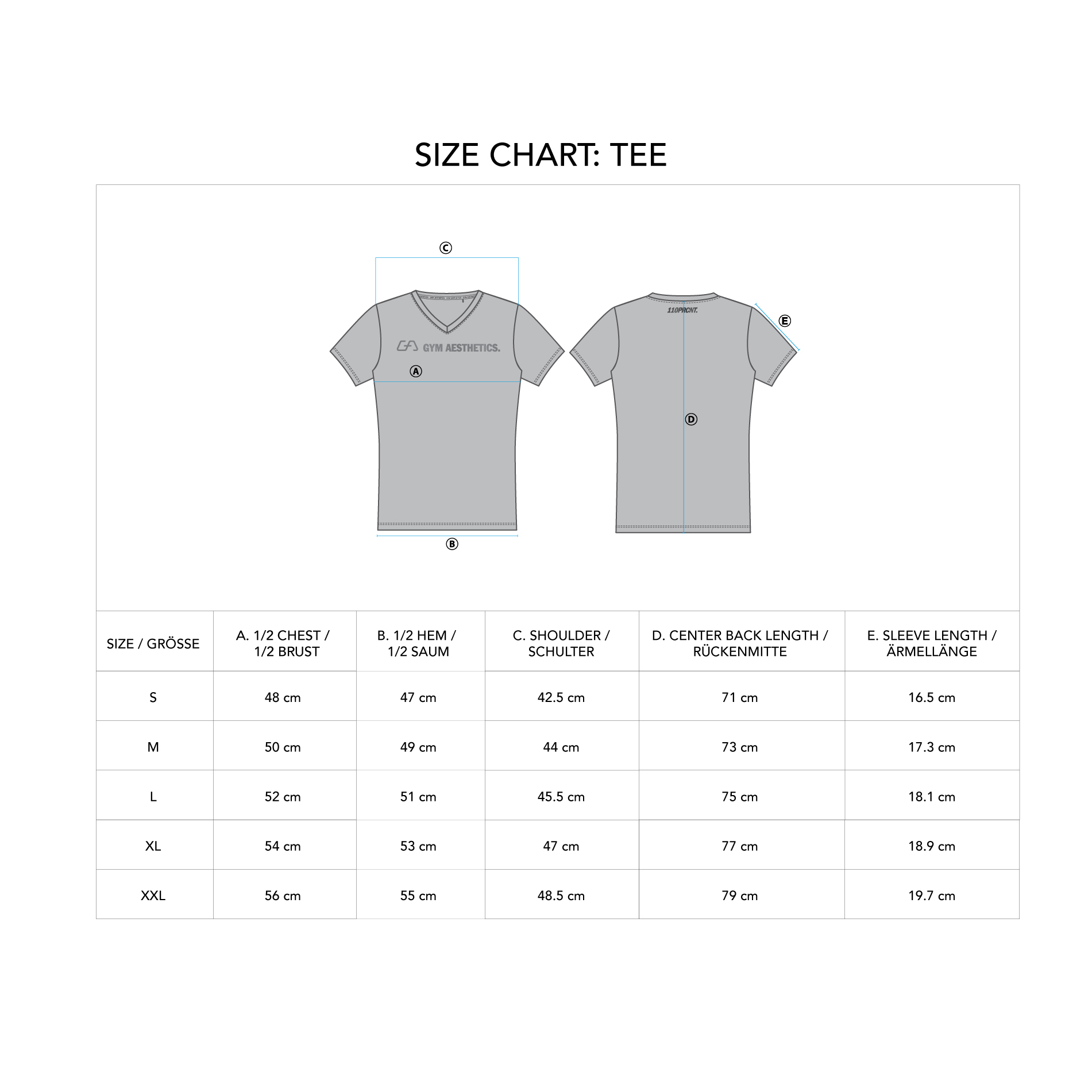 V-Neck Tight-Fit T-Shirt Intensity for Men - size chart