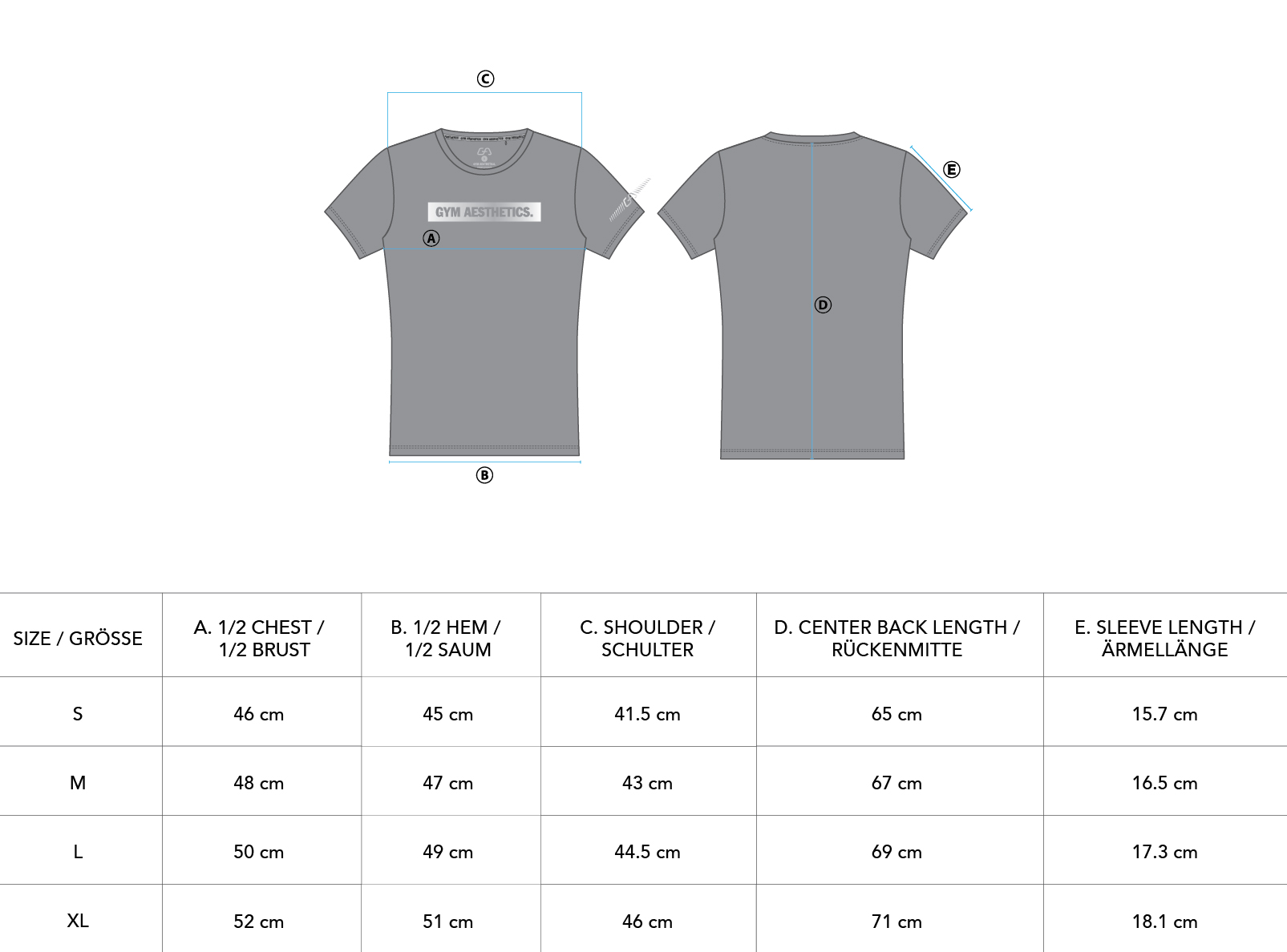 Branded Tight-Fit T-Shirt Intensity for Men - size chart | Gym Aesthetics
