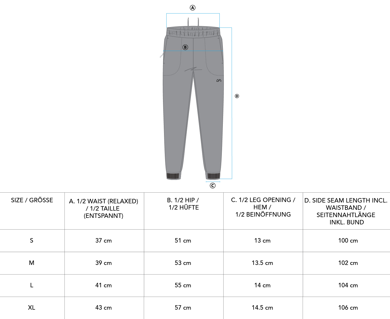 Workout Performance Fitness Joggers for Men - size chart | Gym Aesthetics