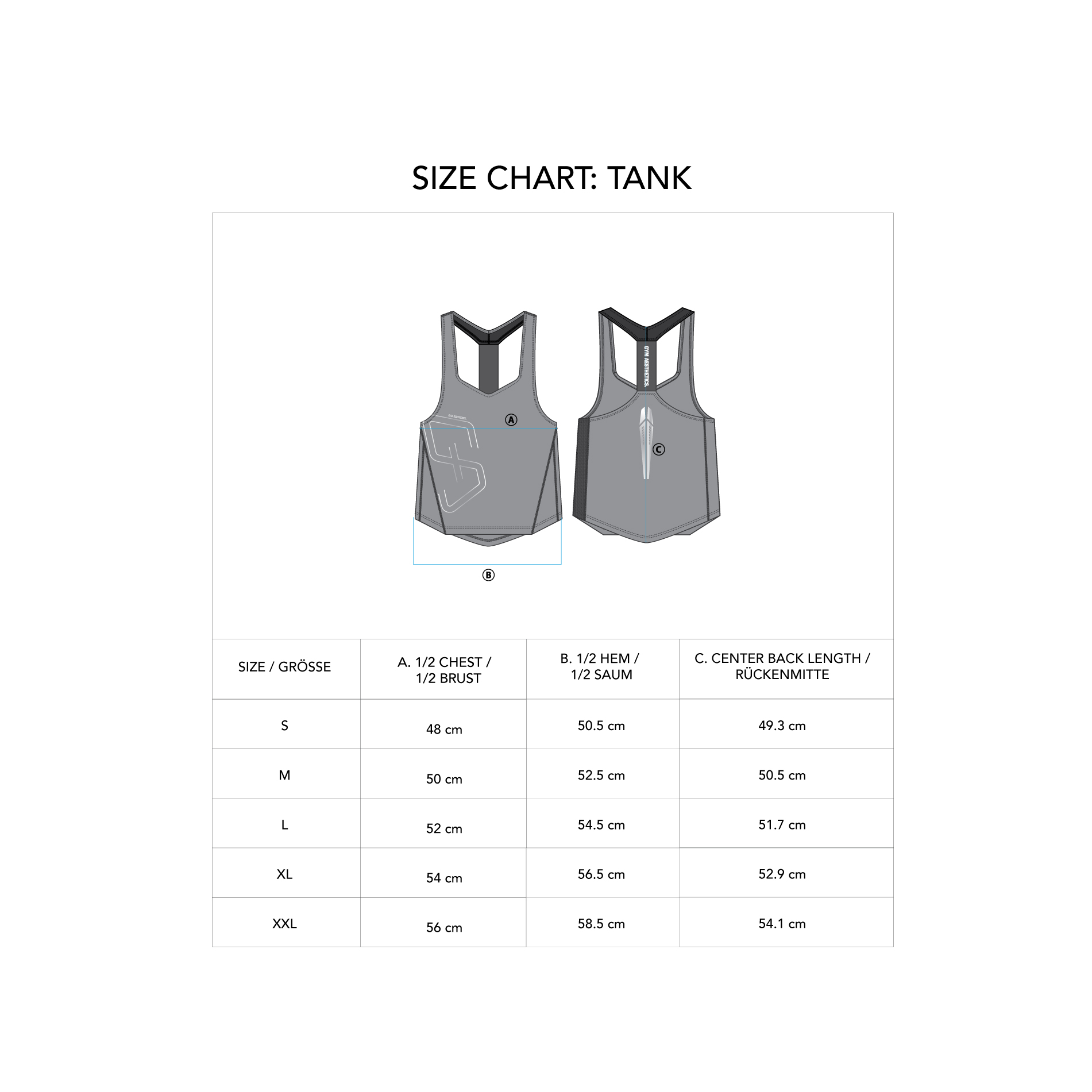 Bodybuilding Stringer Intensity for Men - size chart