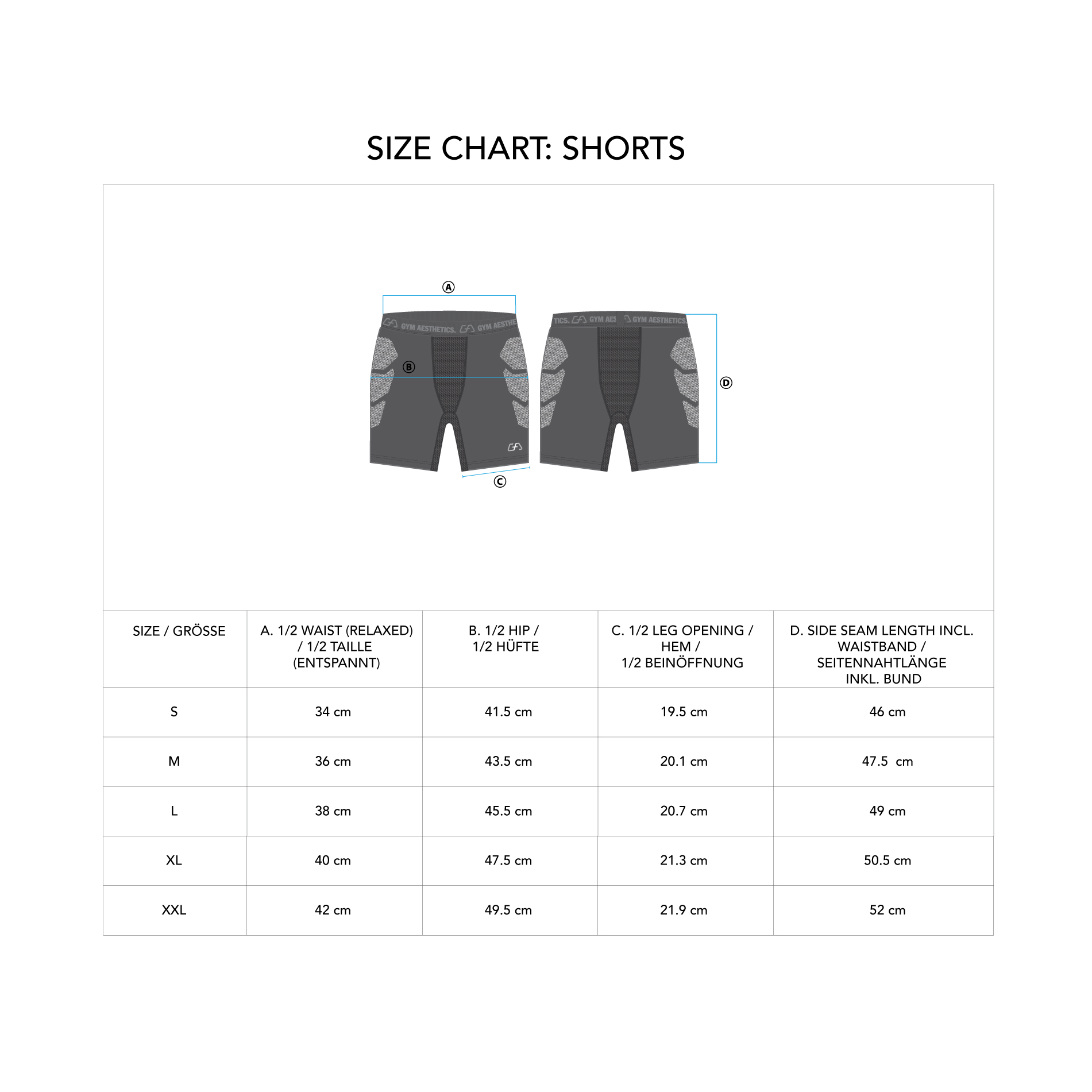 HiTense Compression Men Short Leggings - size chart