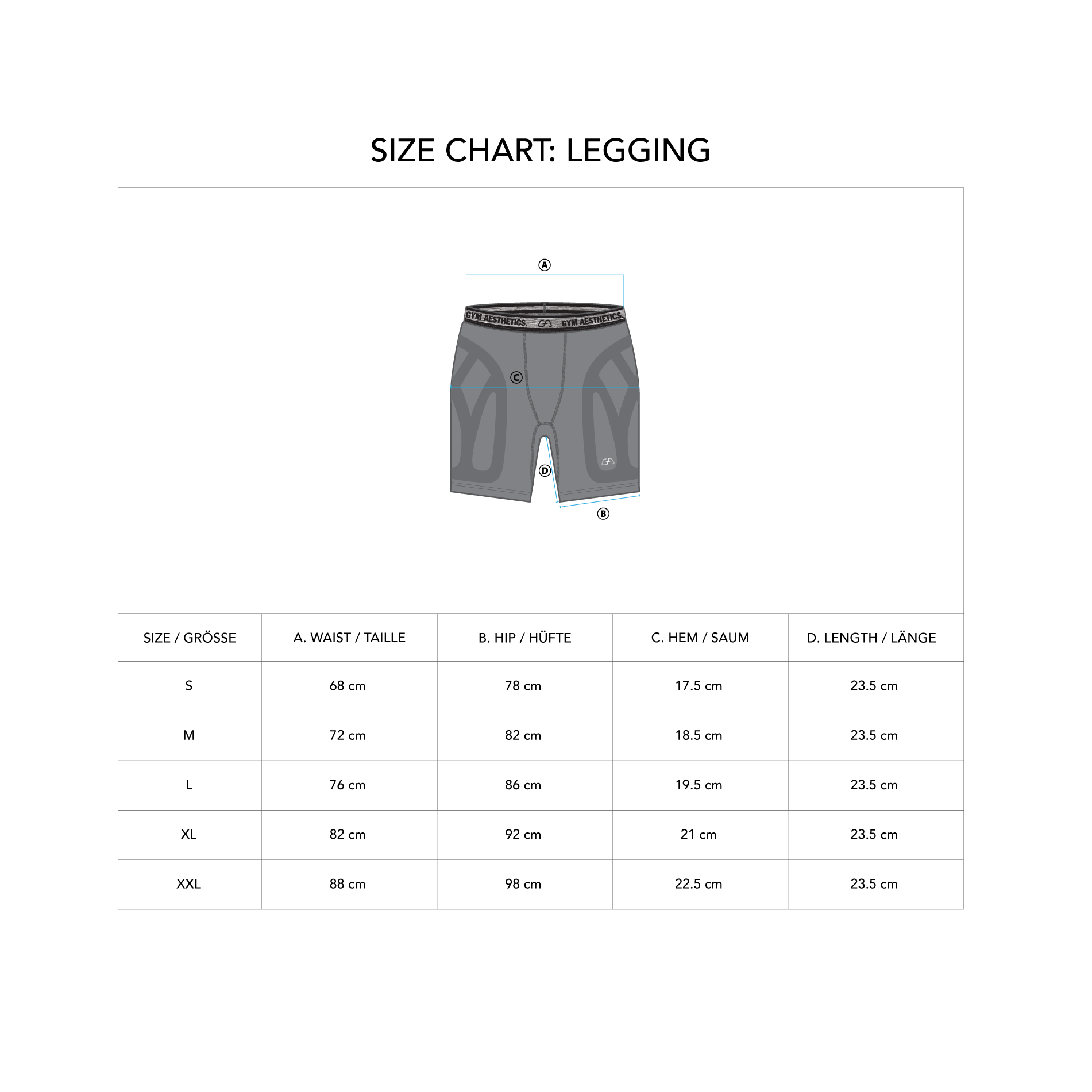 Compression Warrior Tight shorts for Men - size chart