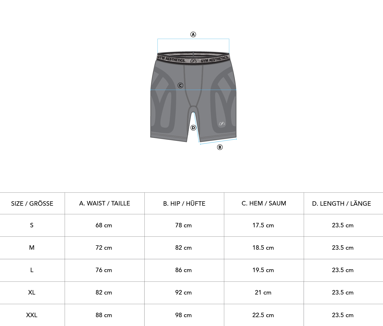 Compression Warrior Tight shorts for Men - size chart | Gym Aesthetics
