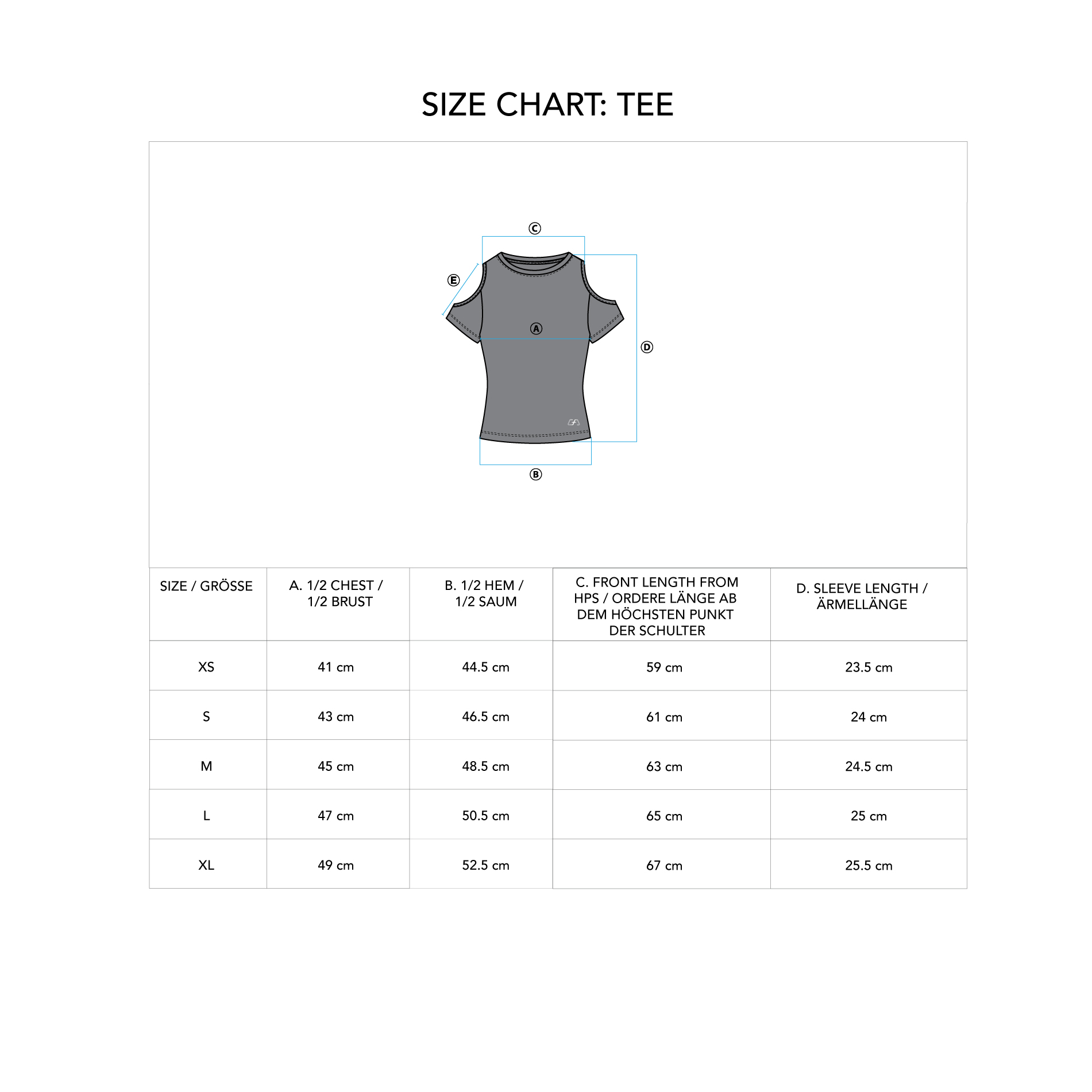 Athleisure Cold shoulder Fashion T-Shirt for Women - size chart
