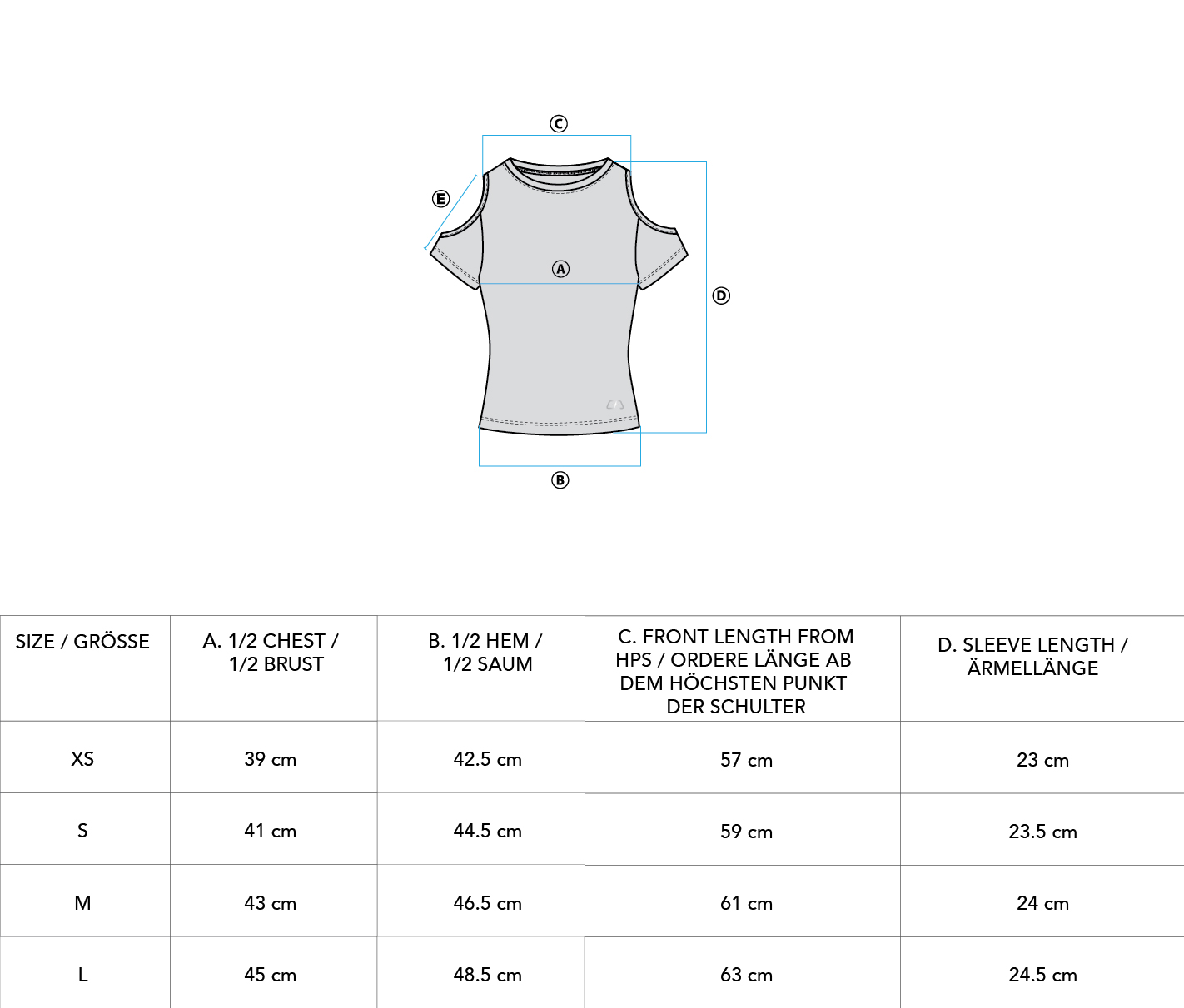 Athleisure Cold shoulder Fashion T-Shirt for Women - size chart | Gym Aesthetics