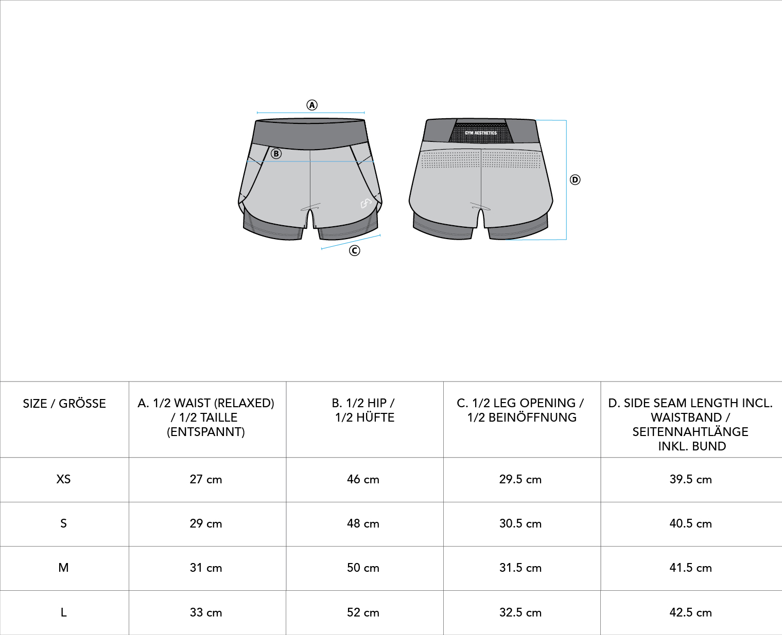 Activewear 2in1 Color Block Running Shorts for Women - size chart | Gym Aesthetics