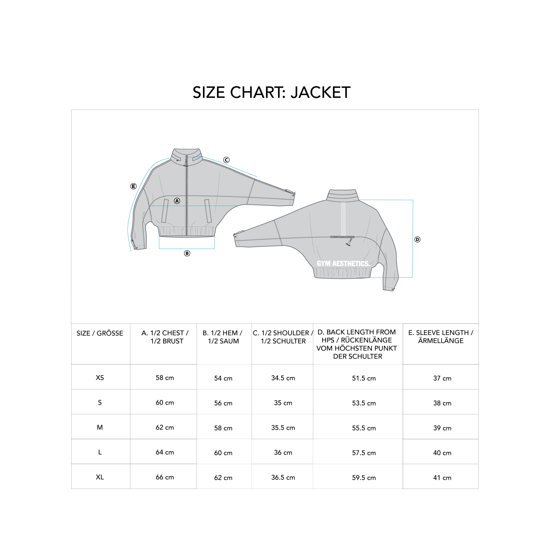 Athleisure Bat Sleeve Jacket for Women - size chart