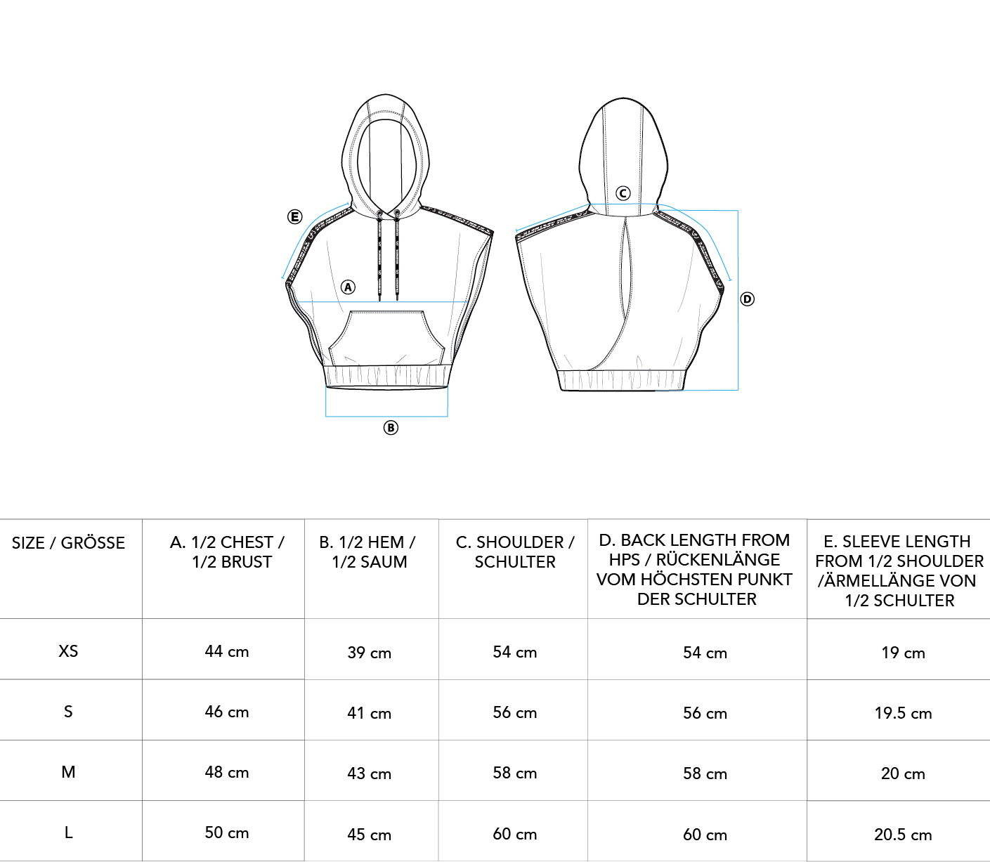 Athleisure Trendy Hoodie for Women - size chart | Gym Aesthetics