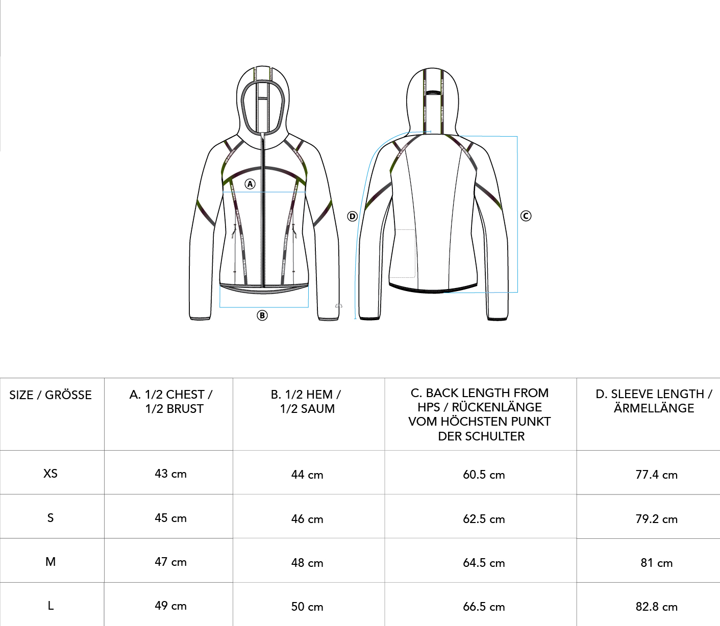 Athleisure Transparency Jacket for Women - size chart | Gym Aesthetics