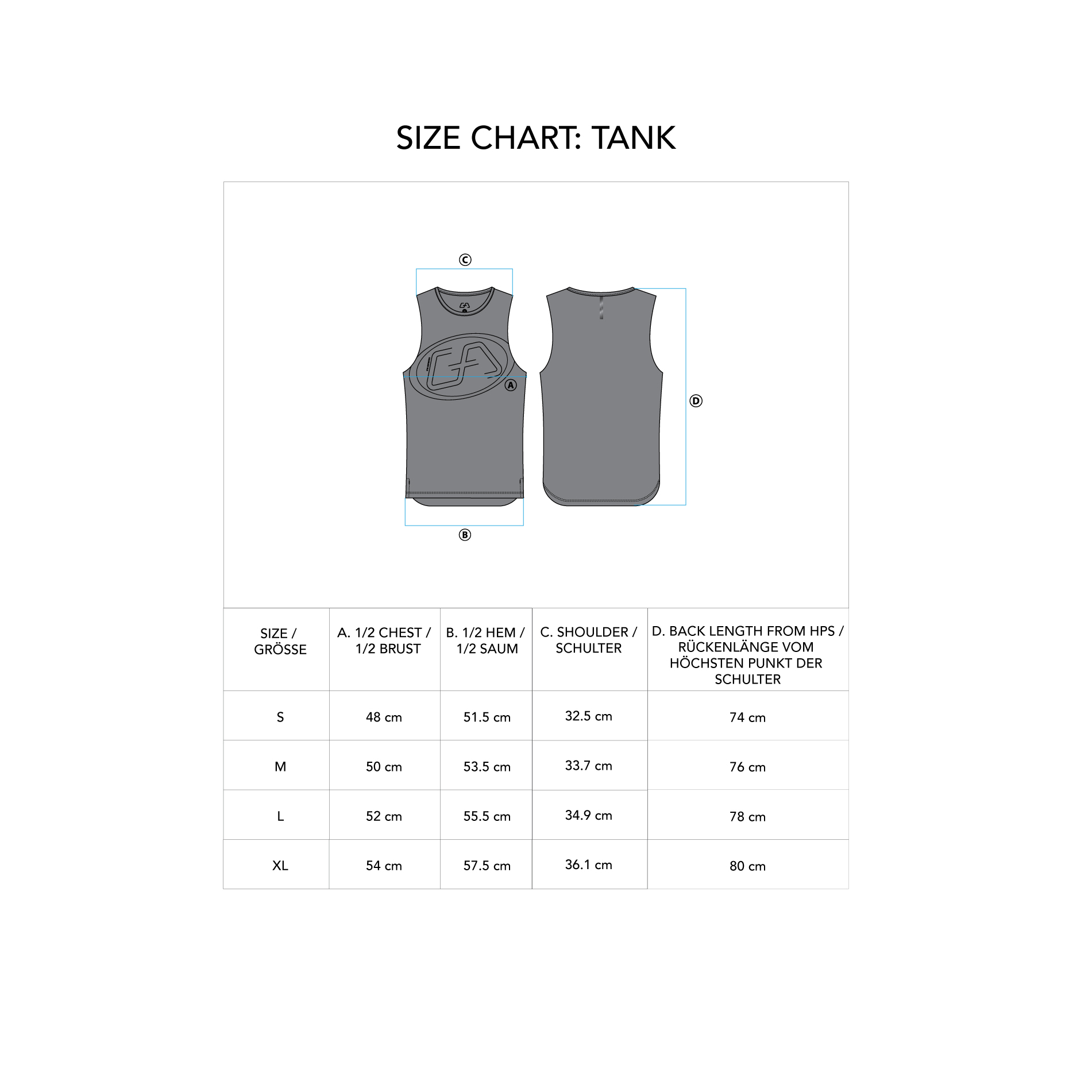 Essential Dropped Armhole Tank Top for Men - size chart